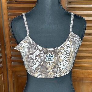 Adidas Snake Print Sports Bra Crop Top Women Size Medium Athletic Gym Workout